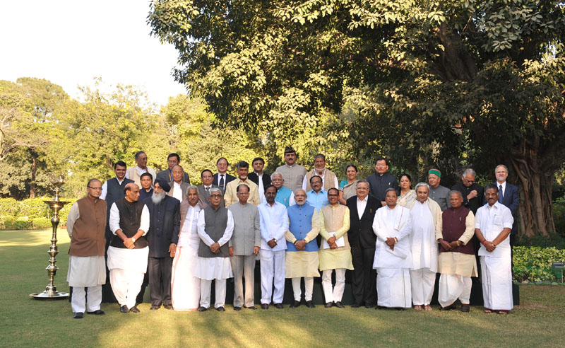 Narendra Modi in a group photograph after the consultation meeting with the CMs on replacing Planning Commission