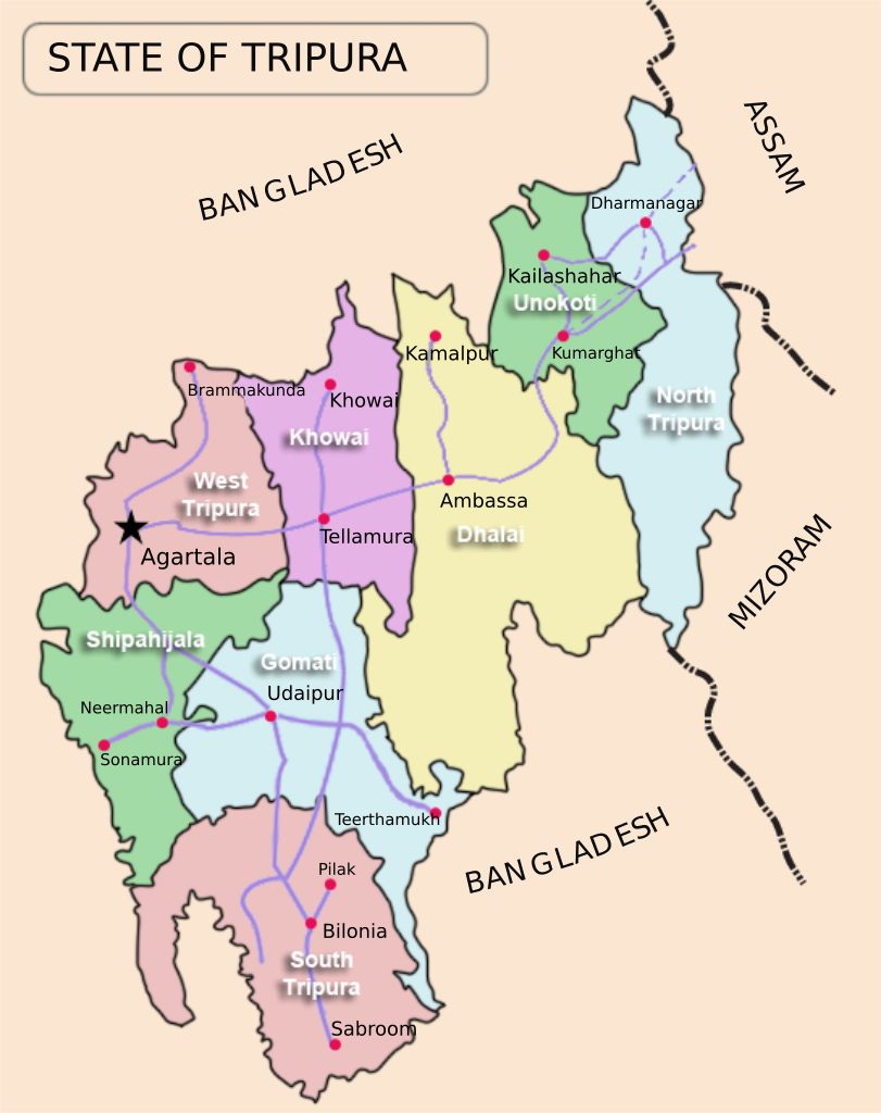 Tripura district map