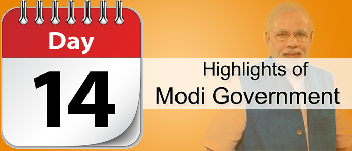 Highlights for Day 14 of Narendra Modi government Development Work