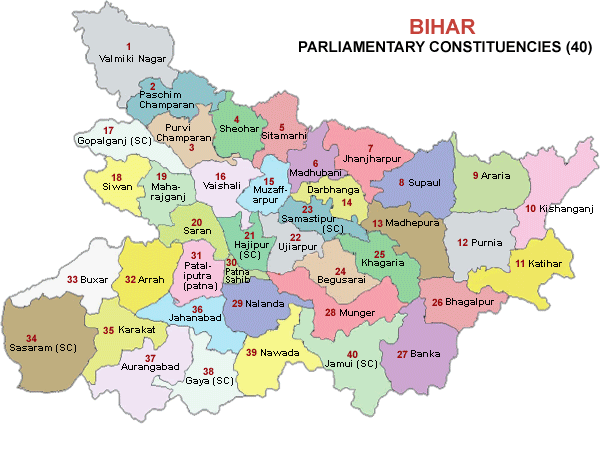 Bihar Parliamentary constituency list, Bihar parliamentary seats, Lok sabha Constituency, Parliament constituency list with vote margin, Bihar parliamentary constituency results, Bihar Parliament, Bihar Lok Sabha constituency results, Bihar LokSabha Elect
