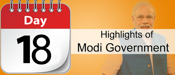 Highlights for Day 18 of Narendra Modi government Development Work
